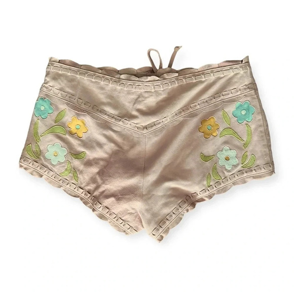 **RESERVED** Free People Bali Honeybuzz Genuine Suede Shorts Sorbet Floral - Picture 4 of 6